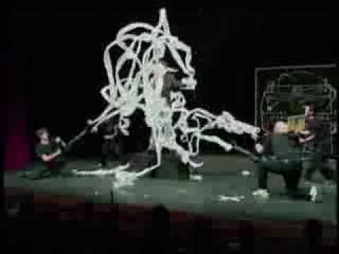 Students blast each other with toilet paper shooters at Theatre Physics 10 (2003)