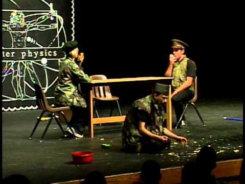 Students perform a skit on stage at Theatre Physics 12 (2005)