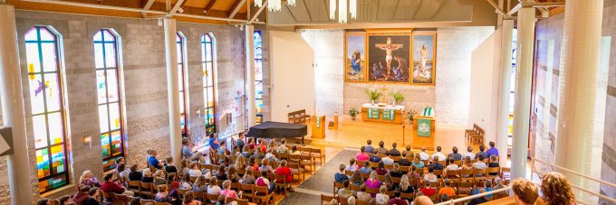 Photo of inside chapel during worship