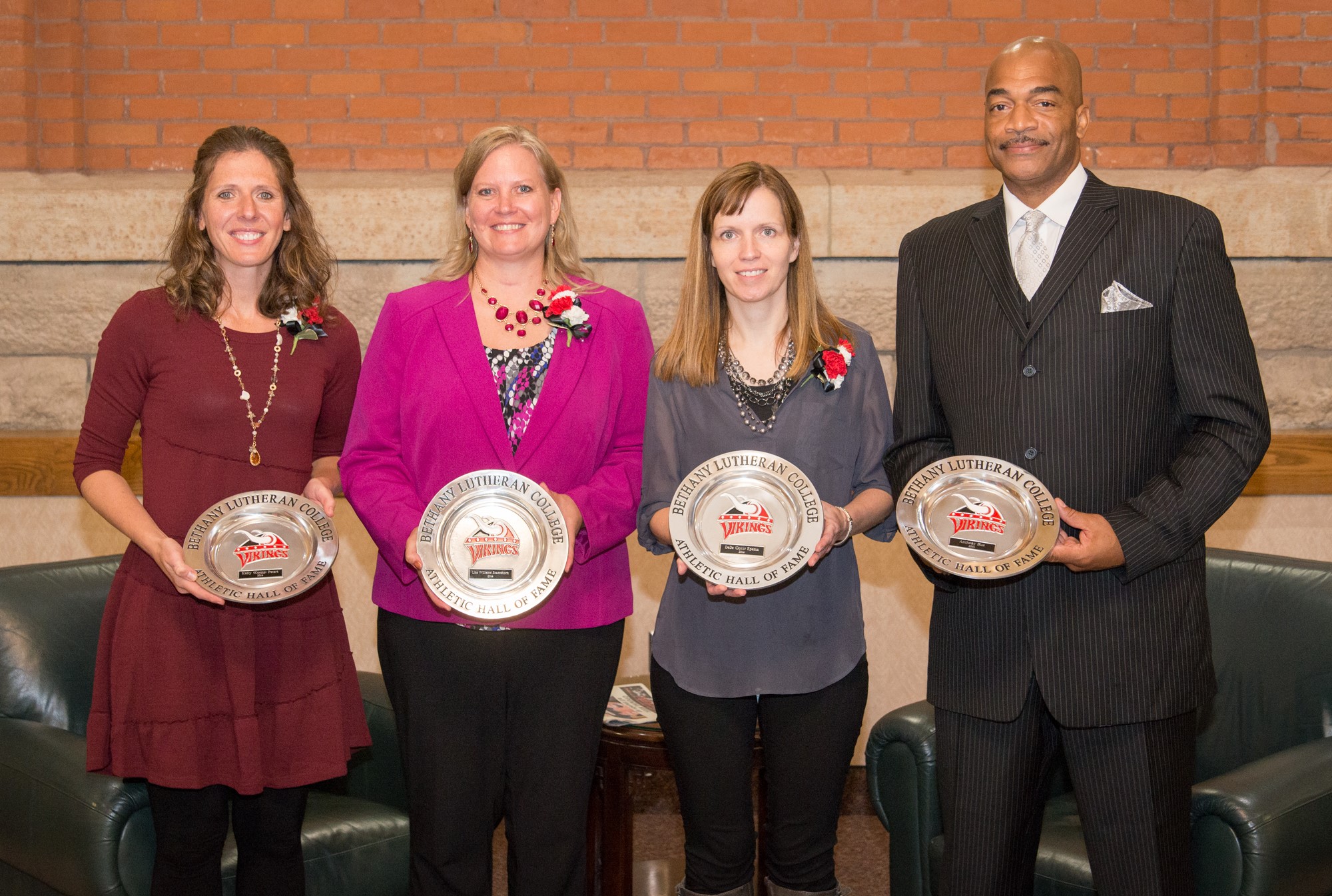 2014 Bethany Lutheran College Athletic Hall of Fame inductees (from left) Kelly (Koepp) Peters