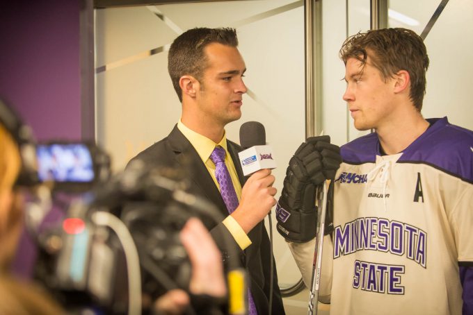 BLC alumnus Andrew Jelken (left) will be reporting at Saturday's game.