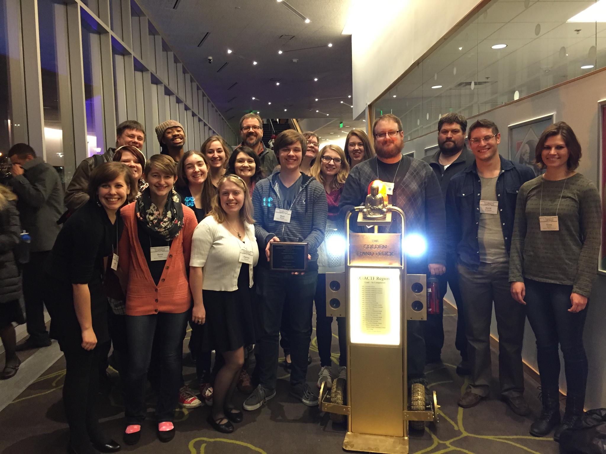 Bethany cast and crew with the Golden Handtruck award.