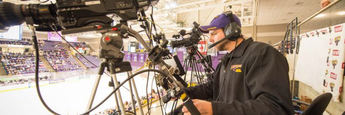 MSU hockey broadcast camera operator