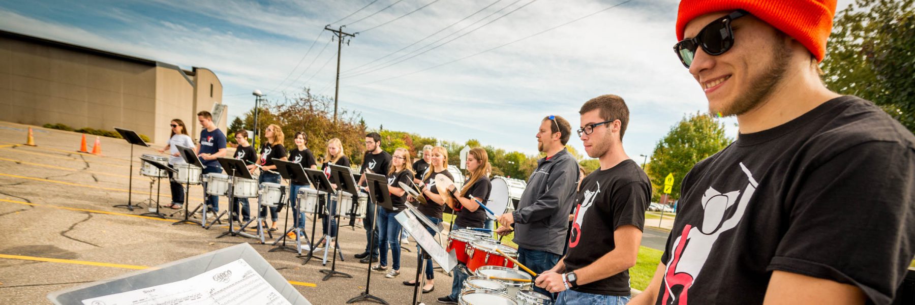 Bethany's B-Town Drumline performing during Fall Festival