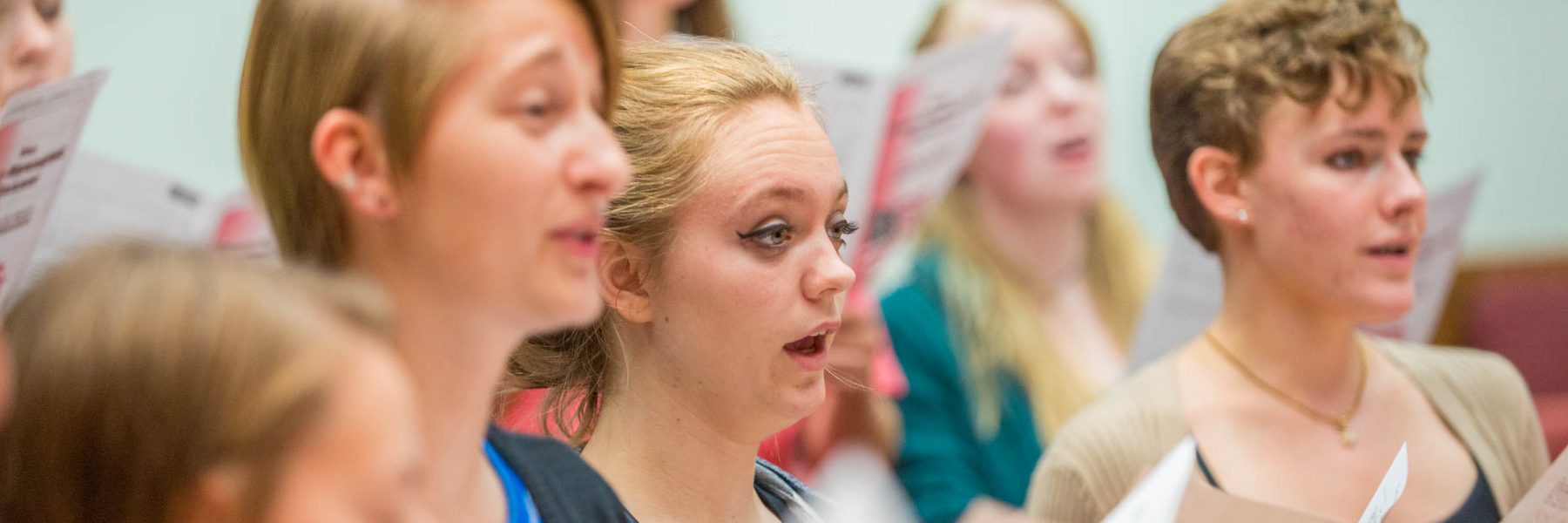 Students during rehearsal for Mary Martha Singers in the Ylvisaker Fine Arts Center