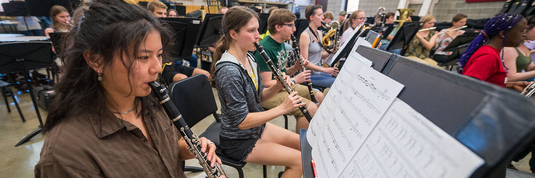 Band members during rehearsal in the Ylvisaker Fine Arts Center