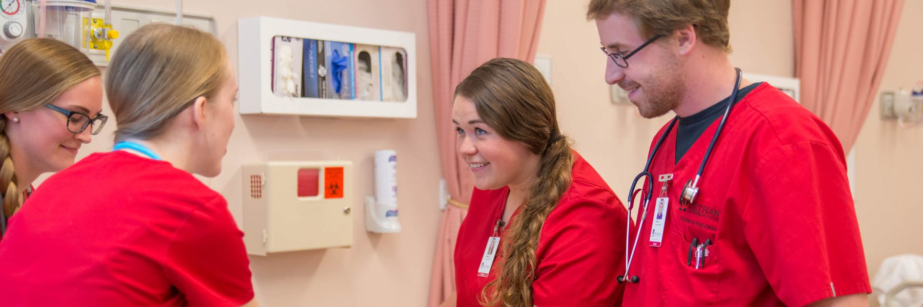 Nursing students in class lab