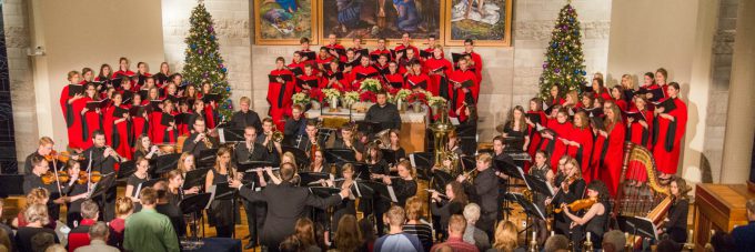 Choir and band playing at Christmas at Bethany concert