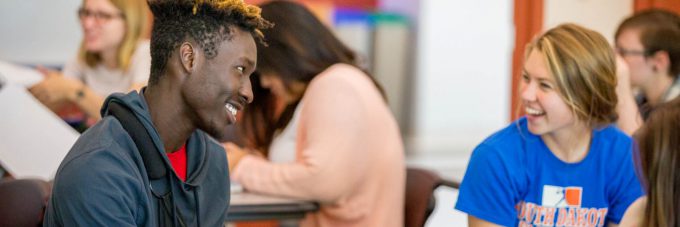 Students talking in class