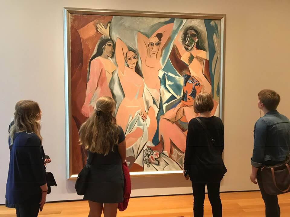 Bethany students viewing Picasso's Les Demoiselles;Avignon