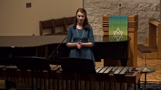 Kayla Jannsen prepares to play for her senior recital