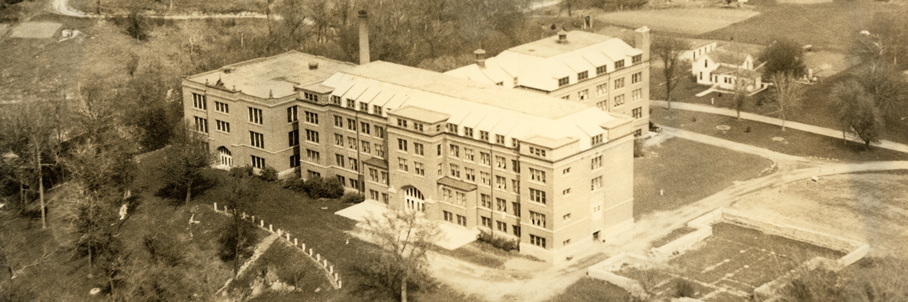 View of Old Main (and campus) in the 1930s