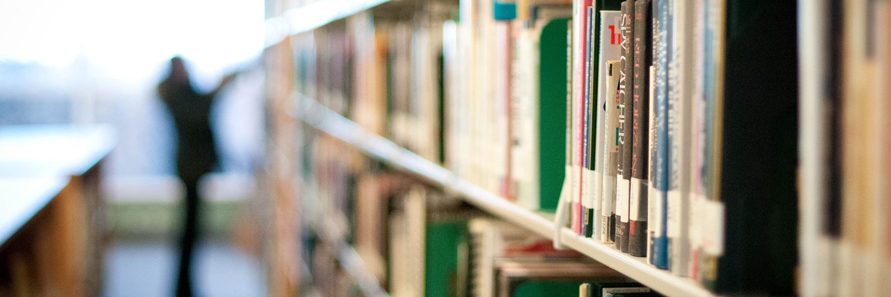 library books on shelves