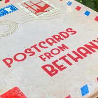 2018 yearbook cover, "Postcards from Bethany."