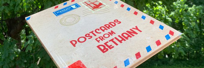 2018 yearbook cover, "Postcards from Bethany."