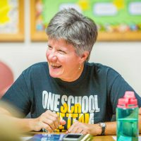 Dr. Polly Browne in class from 2017