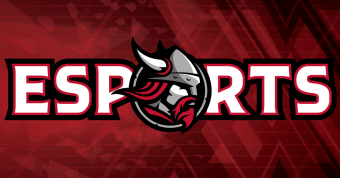 Esports logo over red background