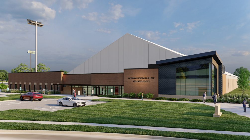 Bethany Lutheran College Student Activity Center rendering from Marsh Street