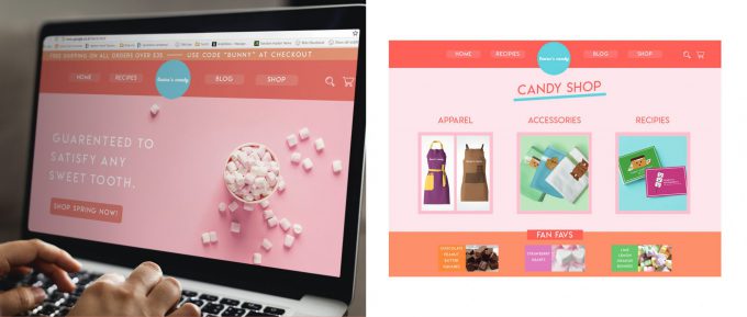 graphic design project - a candy shop website