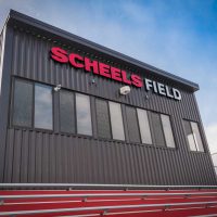 Scheels Field sign on building