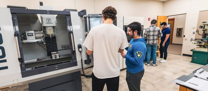 Students working in the engineering lab