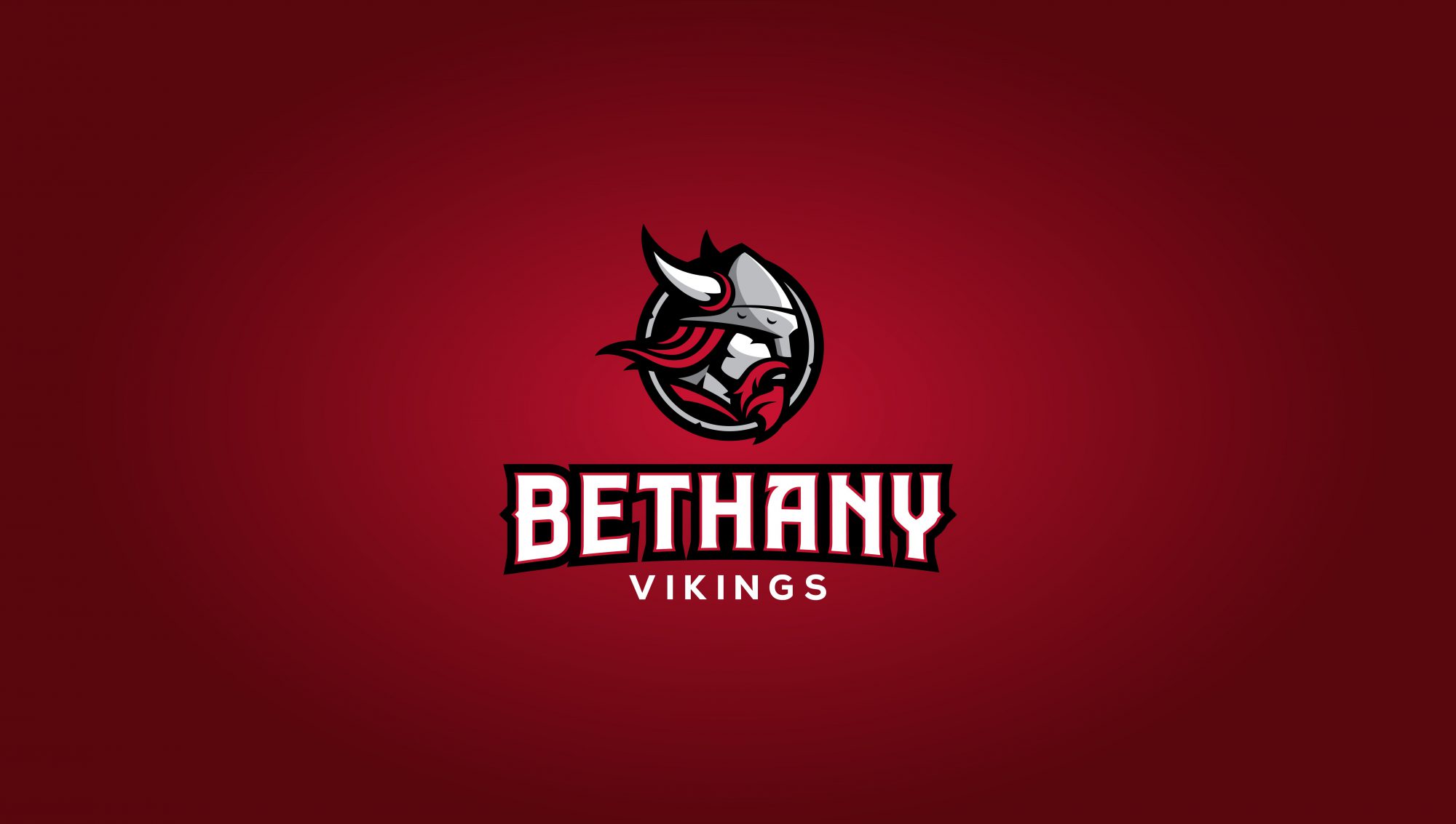 Desktop wallpaper Bethany Vikings logo with red gradient background