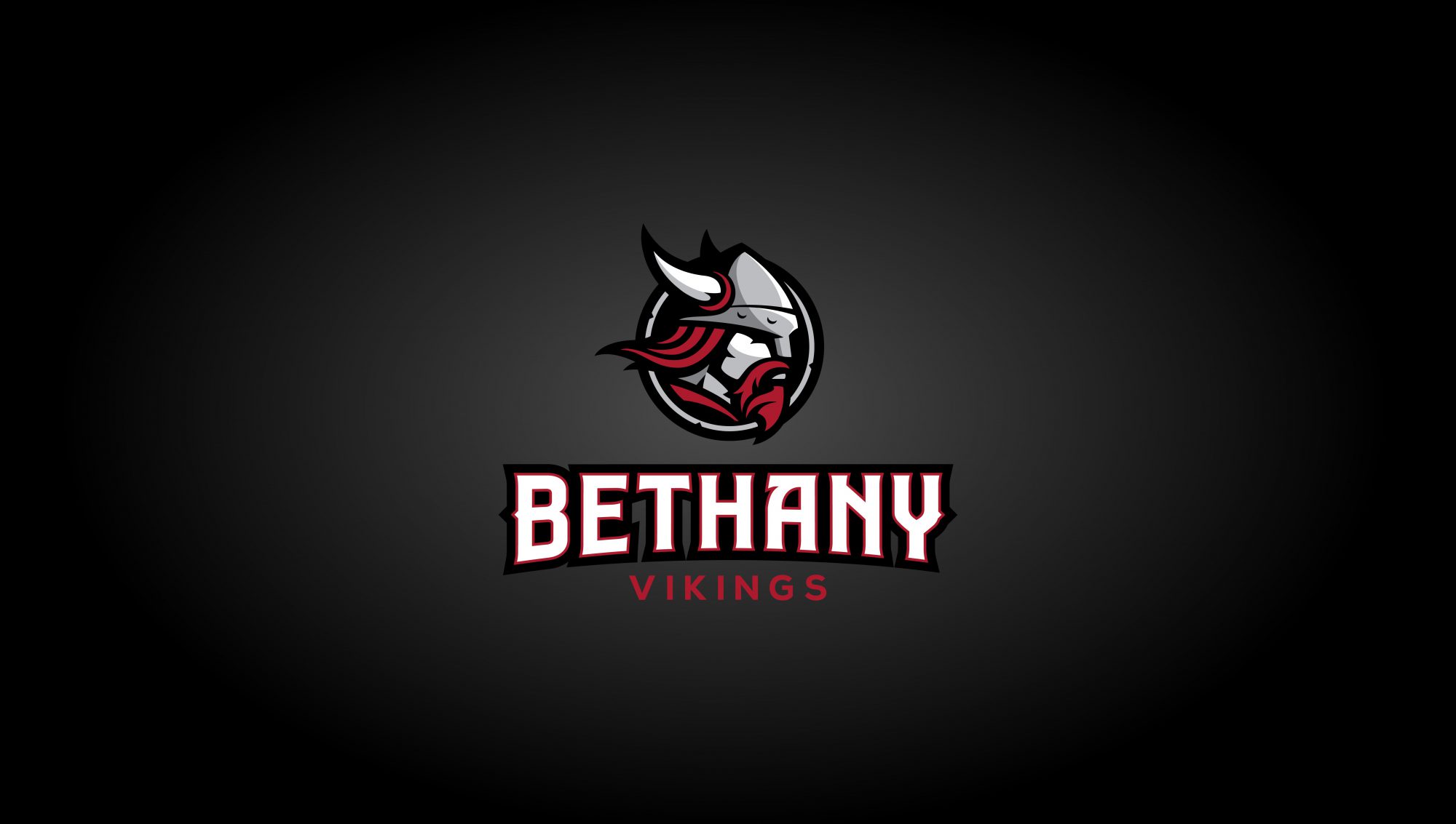 Desktop wallpaper Bethany Vikings logo with black gradient background