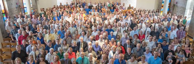 Group photo from Evangelical Lutheran Synod 100th Anniversary chapel service