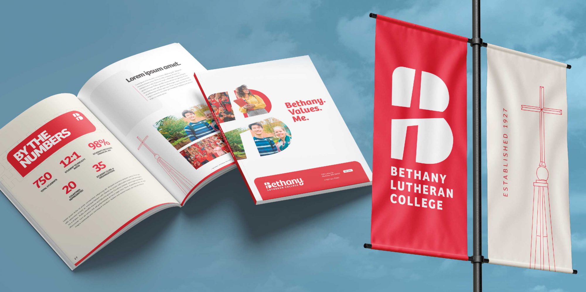 New bethany logo mockup on book and banners