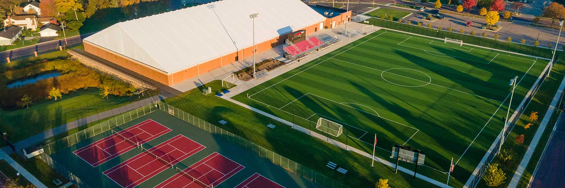 soccer field and fieldhouse