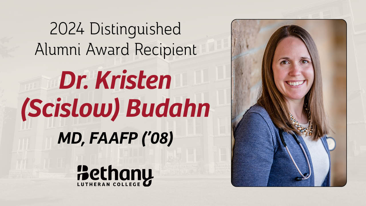 Bethany alumna Dr. Kristen Budahn, the recipient of the 2024 Distinguished Alumni Award