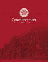 Commencement cover - Old Main in background of red overlay